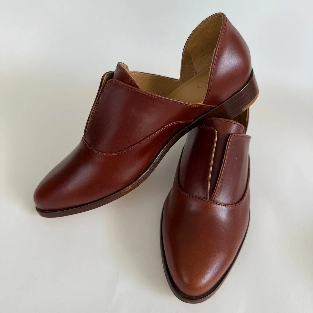 Nisolo Emma D'Orsay Oxford Brandy Leather Shoes WF-5000-BRA-0802 Size 8 NIB